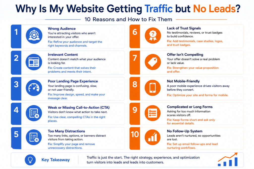 website getting traffic but no leads.