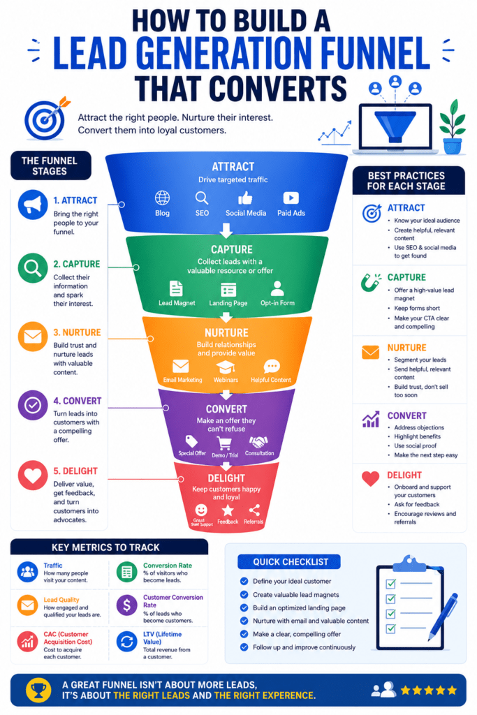 lead generation funnel,ead generation, lead funnel, sales funnel, lead nurturing, qualified leads, landing page, conversion rate, customer journey, lead capture, marketing funnel, target audience, call to action, conversion optimization, customer acquisition, marketing strategy
